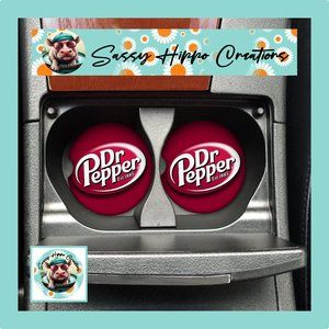 Car Coasters Dr Pepper Soda Pop Cola Beverage Soft Drink Set of 2 Neoprene